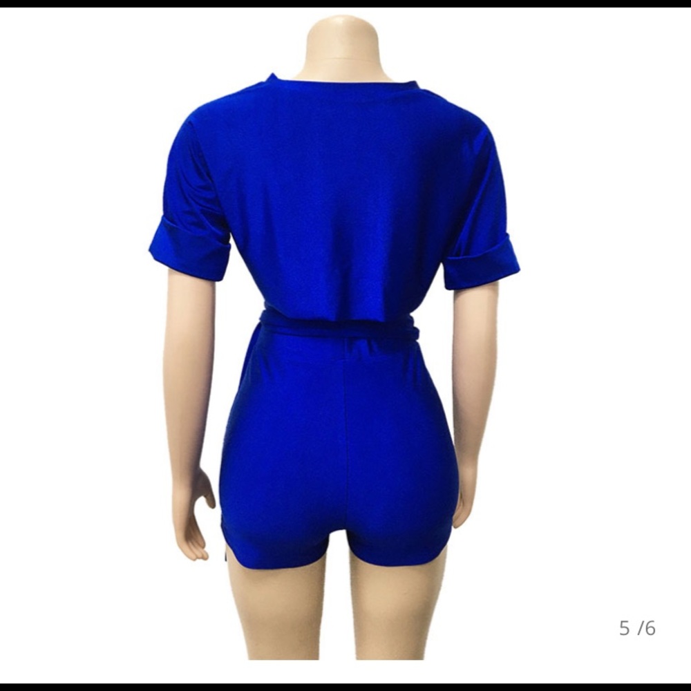 Blue two piece short sleeve top and short set NWOT - Picture 5 of 8